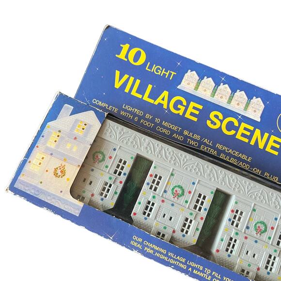 Vtg Christmas Plastic Light Covers 8 Pc Alpine Village House Church Mid-Century - Picture 2 of 9